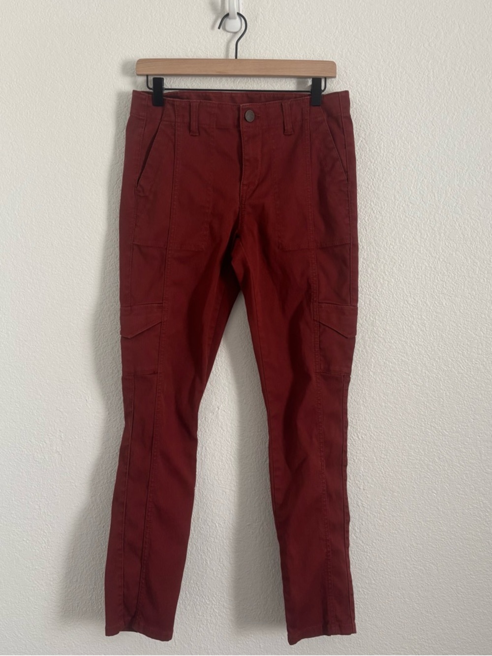 CAbi Women's Size 8 Red The Drifter Skinny Cord Cargo Pants Style 3566